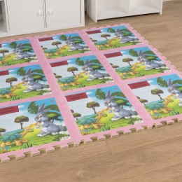 Дитячий м'який коврик-пазл EVA Герої мультфільмів 8 пазлів 31,5 х 31,5 х 1 см Рожевий (12)