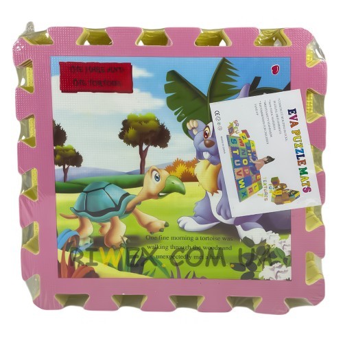 Дитячий м'який коврик-пазл EVA Герої мультфільмів 8 пазлів 31,5 х 31,5 х 1 см Рожевий (12)