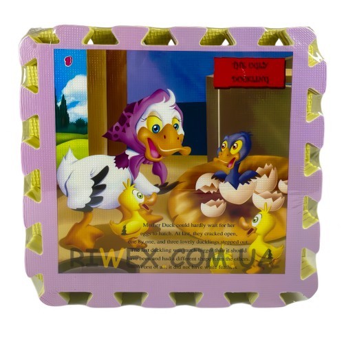 Дитячий м'який коврик-пазл EVA Герої мультфільмів 8 пазлів 31,5 х 31,5 х 1 см Бузковий (12)