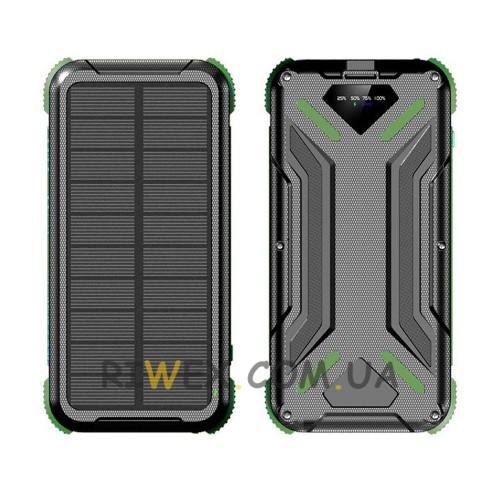 Універсальний потужний зовнішній акумулятор Jiageng ZL807 16000 mAh із сонячною панеллю, Зелений (AMN)