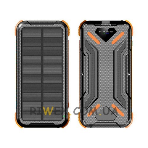 Універсальний потужний зовнішній акумулятор Jiageng ZL807 10000 mAh із сонячною панеллю, Помаранчевий (AMN)