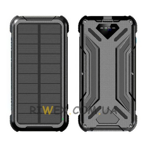 Універсальний потужний зовнішній акумулятор Jiageng ZL807 10000 mAh із сонячною панеллю, Чорний (AMN)