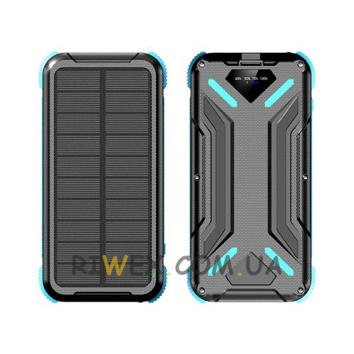 Універсальний потужний зовнішній акумулятор Jiageng ZL807 16000 mAh із сонячною панеллю, Блакитний (AMN)