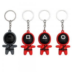 Колекційні брелки на ключі, рюкзак моделька охоронця «Гра в кальмара» 55х32 мм (12) Колекційні брелки на ключі, рюкзак моделька охоронця «Гра в кальмара» 55х32 мм (12)