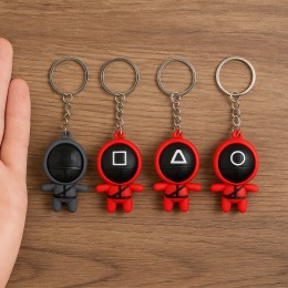 Колекційні брелки на ключі, рюкзак моделька охоронця «Гра в кальмара» 55х32 мм (12)