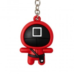 Колекційний брелок на ключі, рюкзак моделька охоронця Гра в кальмара "Квадрат. Охоронець" 55х32 мм (12)