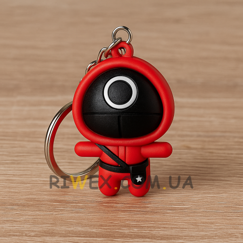 Колекційні брелки на ключі, рюкзак моделька охоронця Гра в кальмара "Коло. Робітник" 55х32 мм (12)