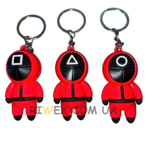 Колекційні брелки на ключі, рюкзак моделька охоронця «Гра в кальмара» 58х26 мм (12)