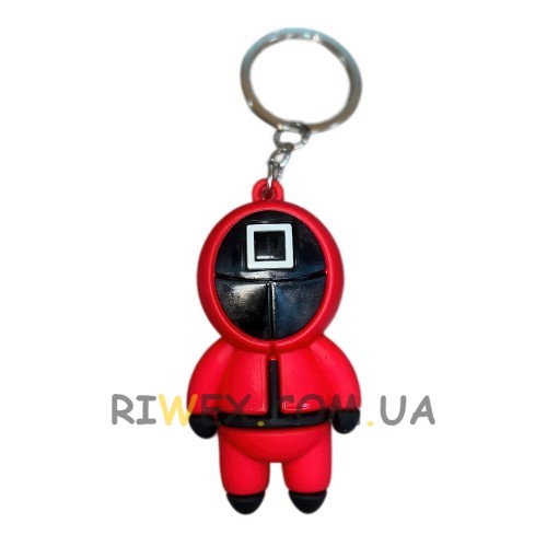 Колекційний брелок на ключі, рюкзак моделька охоронця Гра в кальмара "Квадрат. Охоронець" 58х26 мм (12)