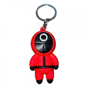 Коллекционные брелки на ключи, рюкзак моделька охранника Игра в кальмара «Круг. Работник» 58х26 мм (12)