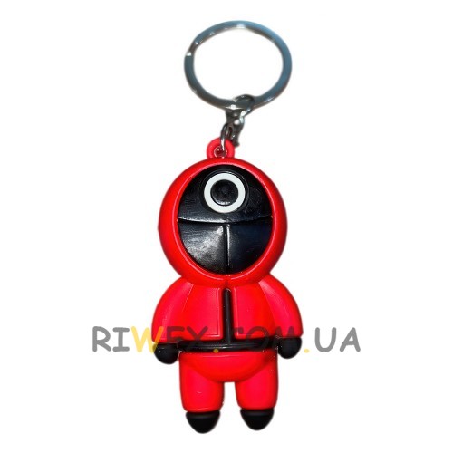 Колекційні брелки на ключі, рюкзак моделька охоронця Гра в кальмара "Коло. Робітник" 58х26 мм (12)