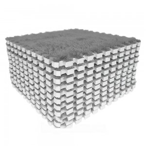 Ігровий м'який плюшевий килимок-пазл 30×30 см 10 шт Сірий з білим (509)