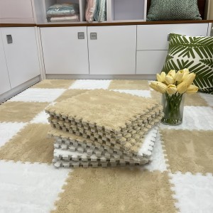 Ігровий м'який плюшевий килимок-пазл 30×30 см 10 шт Бежевий з білим (509)