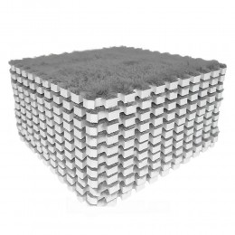 Ігровий м'який плюшевий килимок-пазл 30×30 см 20 шт Сірий з білим (509)