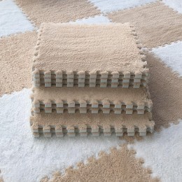 Ігровий м'який плюшевий килимок-пазл 30×30 см 20 шт Бежевий з білим (509)