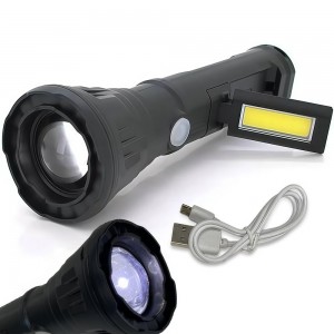 Компактный ручной фонарик аккумуляторный 3 режима Zoom JLP-2182A (12)