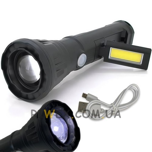 Компактный ручной фонарик аккумуляторный 3 режима Zoom JLP-2182A (12)