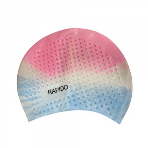 Силіконова шапочка для плавання Bubble Cap RAPIDO для дорослих рожево-біло-блакитний (12) Силіконова шапочка для плавання Bubble Cap RAPIDO для дорослих рожево-біло-блакитний (12)