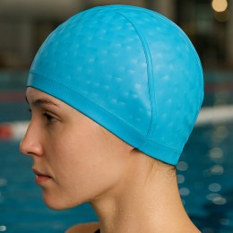Гумова шапочка для плавання текстильна з покриттям PU SP-Sport PU-3BB Блакитний (12)