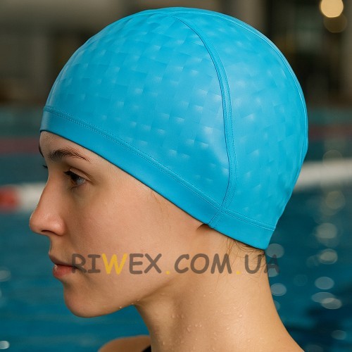 Гумова шапочка для плавання текстильна з покриттям PU SP-Sport PU-3BB Блакитний (12) Гумова шапочка для плавання текстильна з покриттям PU SP-Sport PU-3BB Блакитний (12)