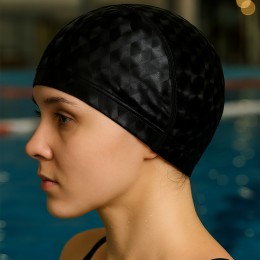 Гумова шапочка для плавання текстильна з покриттям PU SP-Sport PU-3BB Чорний (12)