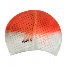 Силіконова шапочка для плавання Bubble Cap RAPIDO для дорослих Помаранчево-білий (12)