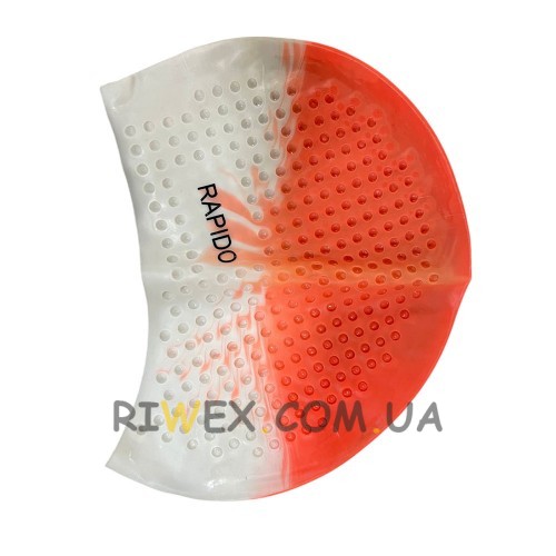 Силіконова шапочка для плавання Bubble Cap RAPIDO для дорослих Помаранчево-білий (12) Силіконова шапочка для плавання Bubble Cap RAPIDO для дорослих Помаранчево-білий (12)