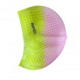 Силіконова шапочка для плавання Bubble Cap RAPIDO для дорослих Рожево-жовтий (12)