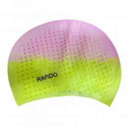 Силіконова шапочка для плавання Bubble Cap RAPIDO для дорослих Рожево-жовтий (12)