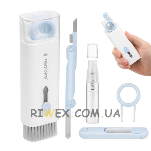 Великий набір для чищення клавіатури, навушників, техніки в кейсі для зберігання 7в1 (205)