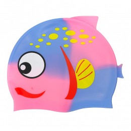 Силиконовая детская шапочка для плавания Синий-розовый (12)