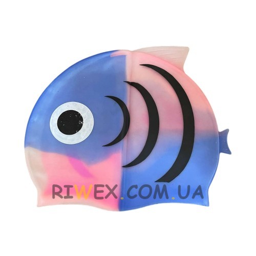 Силиконовая детская шапочка для плавания Голубо-розовый (12)