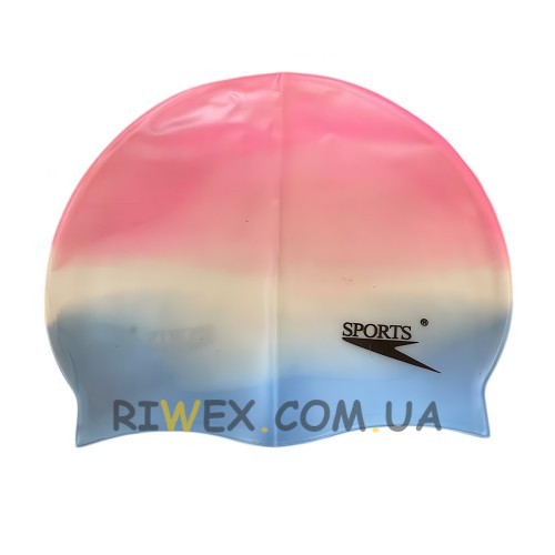 Силіконова дитяча шапочка для плавання Sports Рожево-блакитна (12)
