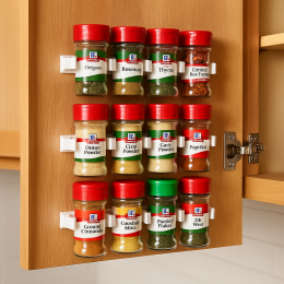 Настінний оргайзер для баночок зі спеціями та соусами Clip N Store на 20 баночок Настінний оргайзер для баночок зі спеціями та соусами Clip N Store на 20 баночок