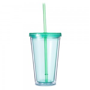 Пластикова чашка для води з трубочкою та кришкою 1л