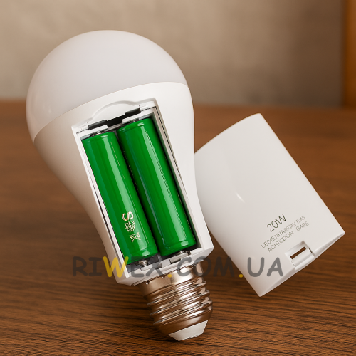 Аварійна акумуляторна LED лампочка NEI HL-E05 2 АКБ 18650 E27 (AMN)