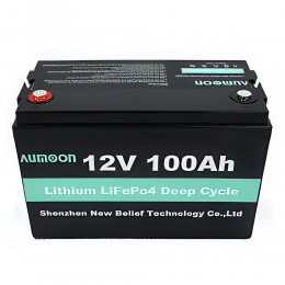  Літій-залізо-фосфатний акумулятор AUMOON LiFePO4 12,8V-100Ah 1,28 КВт BMS для ДБЖ (OX)