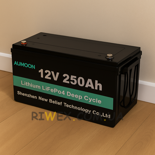Літій-залізо-фосфатний акумулятор AUMOON LiFePO4 12,8V-250Ah (3,2 КВт)  BMS, Bluetoouth, для ДБЖ (OX)