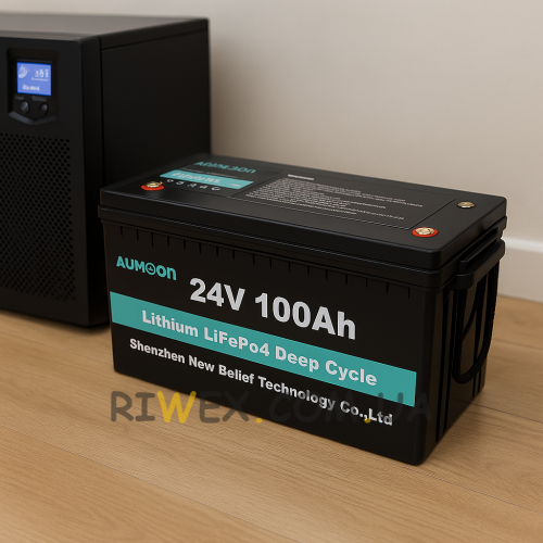 Літій-залізо-фосфатний акумулятор AUMOON LiFePO4 25,6V-100Ah (2,56 КВт) BMS, Bluetoouth, для ДБЖ (OX)