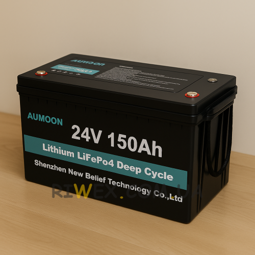 Літій-залізо-фосфатний акумулятор AUMOON LiFePO4 25,6V-150Ah (3,84 КВт) BMS, Bluetoouth, для ДБЖ (OX)