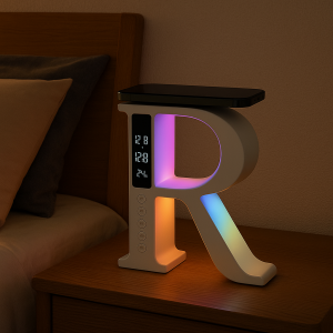Настольная LED-лампа-ночник с беспроводной зарядкой для телефона RGB R69 (527)