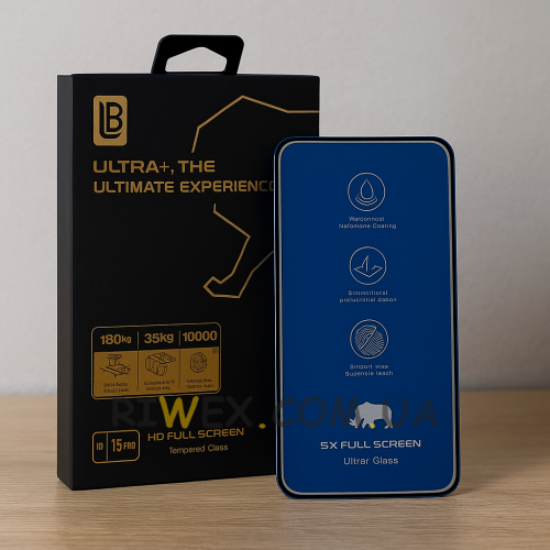 Защитное стекло с олеофобным покрытием ULTRA+ 5X HD Iphone 15 PRO(AX)