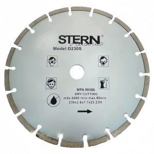Алмазный диск с сегментным делением для сухой резки STERN S (сегмент) 230x2.6x22.2 P-743 (JS)
