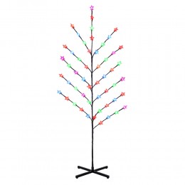 Декоративна гірлянда дерево світлодіодна на стійці 1.5 м 72 лампи, зірки Мульти (4389)