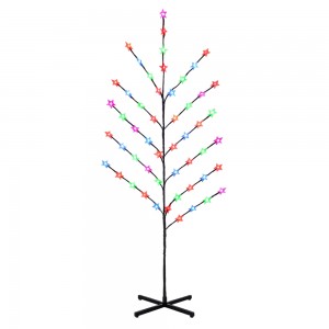 Декоративна гірлянда дерево світлодіодна на стійці 1.5 м 72 лампи, зірки Мульти (4389)