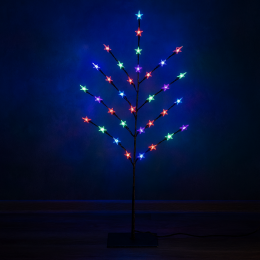 Декоративна гірлянда дерево світлодіодна на стійці 1.5 м 72 лампи, зірки Мульти (4389)