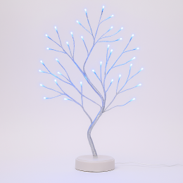 Декоративна світлодіодна настільна гірлянда біле дерево "Бансай" 60 см 108 діодів 12В/3хАА Синій (4389)
