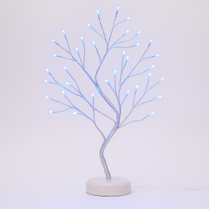 Декоративна світлодіодна настільна гірлянда біле дерево "Бансай" 60 см 108 діодів 12В/3хАА Синій (4389)