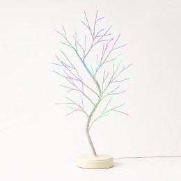 Декоративна світлодіодна настільна гірлянда біле дерево "Бансай" 60 см 108 діодів 12В/3хАА Мультиколір (4389)