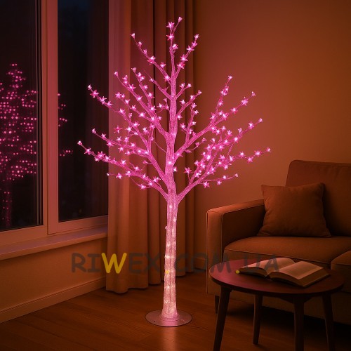 Прикраса для дому, саду чи вітрини світлодіодне дерево «Сакура» 1.8 м, 500 LED, IP44, Рожевий (4389)